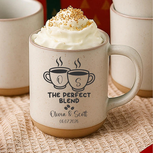 Engraved Stoneware Coffee Mug: Personalized Wedding Anniversary Gift