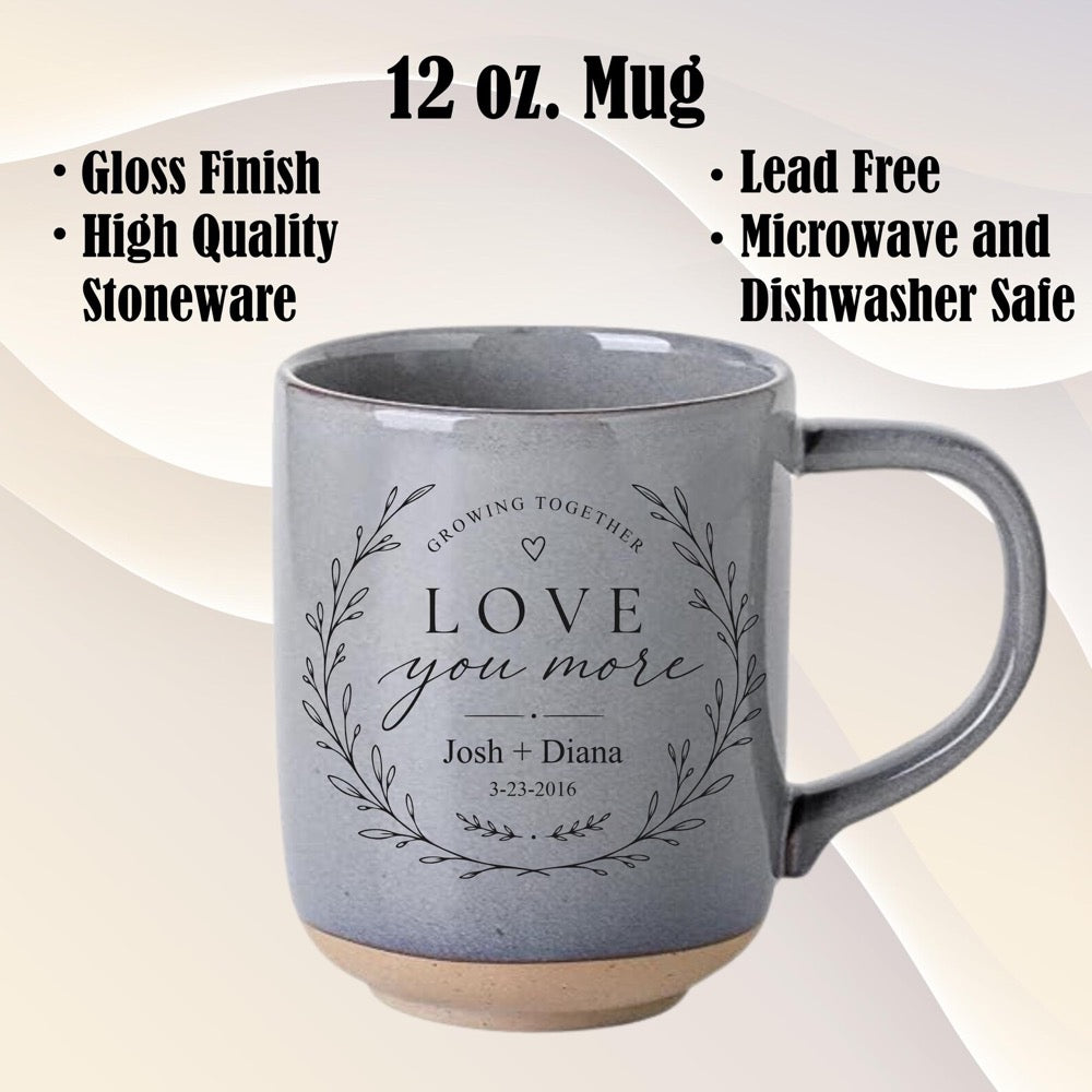 Personalized Stoneware Coffee Mug, Custom Anniversary Wedding Gift, Rustic Pottery Cup